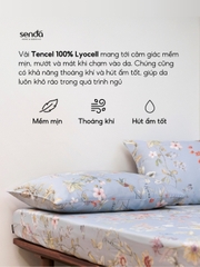 Bộ ga gối 3 món Lụa Tencel 60S họa tiết - Daisy Xám