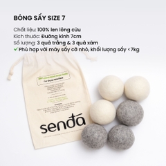 Bóng sấy quần áo len lông cừu,  Wool Dryer Balls 7cm 8cm dùng cho máy sấy quần áo