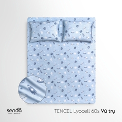 Bộ ga gối 3 món cho bé Lụa Tencel họa tiết - Vũ trụ