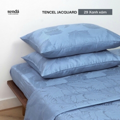 Bộ chăn ga gối 4 món Lụa Tencel Jacquard vân gấm - 29 Xanh xám