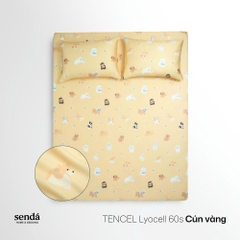 Bộ ga gối 3 món cho bé Lụa Tencel họa tiết - Cún vàng