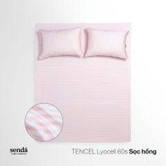 Bộ ga gối 3 món Lụa Tencel  họa tiết kẻ sọc - Sọc hồng