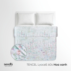 Vỏ chăn mỏng Lụa Tencel 60S họa tiết - Hoa Xanh