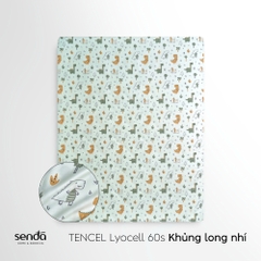 Bộ ga gối 3 món cho bé Lụa Tencel họa tiết - Khủng long nhí