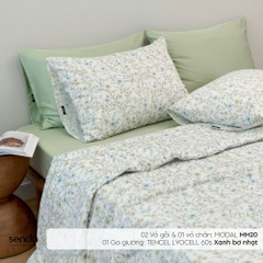 Bộ chăn ga gối 4 món (chăn chần bông) Micro Modal họa tiết - MM20