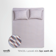 Bộ ga gối 3 món Lụa Tencel  họa tiết kẻ sọc - Sọc xanh đỏ