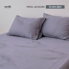 Bộ ga gối 3 món Lụa Tencel Jacquard vân gấm - 22 Xám đậm