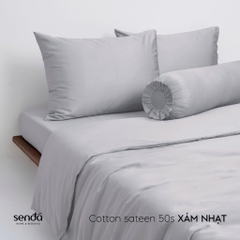 Bộ chăn ga gối 5 món Cotton Sateen 50S trơn màu