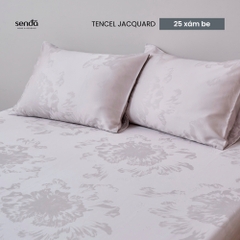 Bộ ga gối 3 món Lụa Tencel Jacquard vân gấm - 25 Xám be
