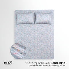 Bộ ga gối 3 món Cotton Twill họa tiết - Bông xanh