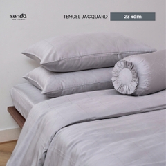 Bộ chăn ga gối 5 món Lụa Tencel Jacquard vân gấm - 23 Xám