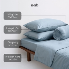 Bộ chăn ga gối 5 món Cotton Sateen 50S trơn màu