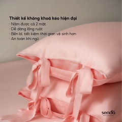Vỏ gối Nơ Lụa Tencel 50x70cm trơn màu