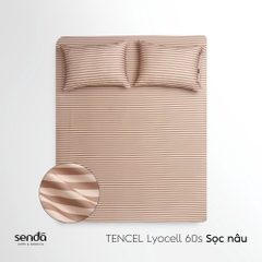 Bộ ga gối 3 món Lụa Tencel  họa tiết kẻ sọc - Sọc nâu