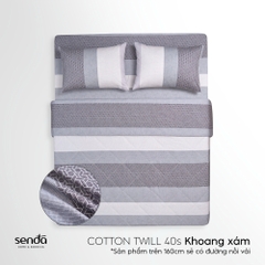Bộ chăn ga gối 4 món Cotton Twill họa tiết kẻ sọc - Khoang xám