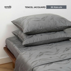 Bộ chăn ga gối 4 món Lụa Tencel Jacquard vân gấm - 30 Xám chì