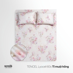 Bộ ga gối 3 món Lụa Tencel 60S họa tiết - Tỉ muội hồng