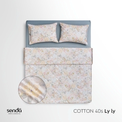 Bộ chăn ga gối 4 món (chăn chần bông) Cotton 40S họa tiết - Ly ly