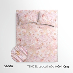 Bộ ga gối 3 món Lụa Tencel 60S họa tiết - Mây hồng