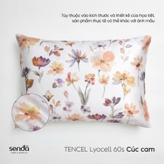 Vỏ gối nằm Lụa Tencel 60S họa tiết - Cúc cam