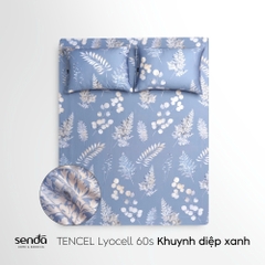 Bộ ga gối 3 món Lụa Tencel 60S họa tiết - Khuynh diệp xanh