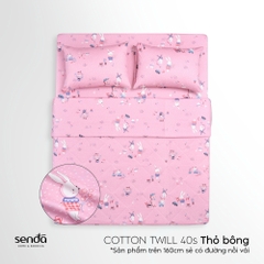 Bộ chăn ga gối 4 món cho bé Cotton Twill họa tiết - Thỏ bông