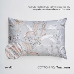 Vỏ gối nằm Cotton 40S họa tiết - Trúc xám