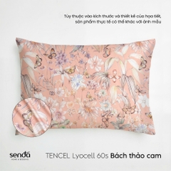 Vỏ gối nằm Lụa Tencel 60S họa tiết - Bách thảo cam