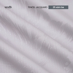 Bộ ga gối 3 món Lụa Tencel Jacquard vân gấm - 25 Xám be