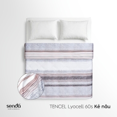 Vỏ chăn mỏng Lụa Tencel 60S họa tiết - Kẻ nâu