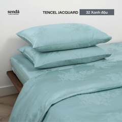 Bộ chăn ga gối 4 món Lụa Tencel Jacquard vân gấm - 32 Xanh đậu