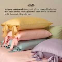 Vỏ gối Nơ Lụa Tencel 50x70cm trơn màu