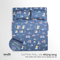 Bộ chăn ga gối 4 món cho bé Cotton Twill họa tiết - Khủng long