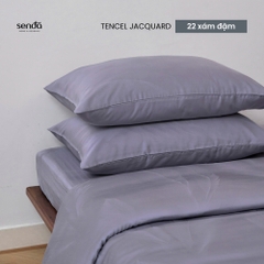 Bộ chăn ga gối 4 món Lụa Tencel Jacquard vân gấm - 22 Xám đậm