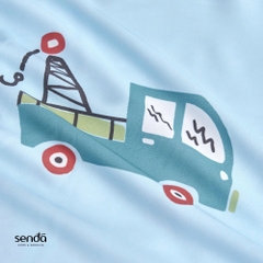 Vỏ gối nằm cho bé đi học Lụa Tencel họa tiết - Máy kéo