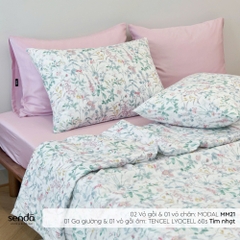 Bộ chăn ga gối 4 món (chăn chần bông) Micro Modal họa tiết - MM21