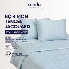 Bộ chăn ga gối 4 món Lụa Tencel Jacquard vân gấm