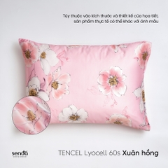 Vỏ gối nằm Lụa Tencel 60S họa tiết - Xuân hồng