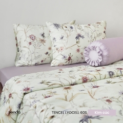 Bộ chăn ga gối 5 món Lụa Tencel 60S họa tiết - Kim cúc