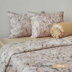 Bộ chăn ga gối 5 món Lụa Tencel 60S họa tiết - Cẩm Ly