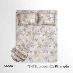 Bộ ga gối 3 món Lụa Tencel 60S họa tiết - Kim ngân