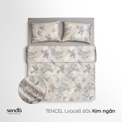 Vỏ chăn chần bông Lụa Tencel 60S họa tiết - Kim ngân