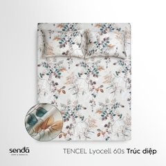 Bộ ga gối 3 món Lụa Tencel 60S họa tiết - Trúc diệp