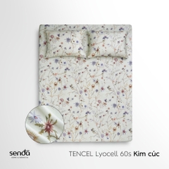 Bộ ga gối 3 món Lụa Tencel 60S họa tiết - Kim cúc