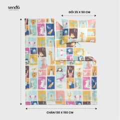 Bộ chăn gối cho bé đi học Lụa Tencel họa tiết - Baby hồng
