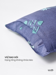 Bộ chăn gối nệm cho bé gấp gọn 5 trong 1 Lụa Tencel họa tiết - Máy xúc