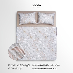 Vỏ chăn chần bông Cotton 40S họa tiết - Trúc xám