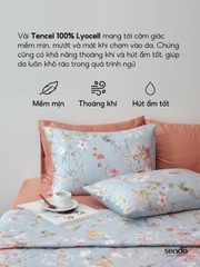 Bộ chăn ga gối 4 món (chăn chần bông) Lụa Tencel 60S họa tiết - Kim cúc