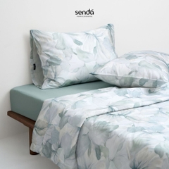 Bộ chăn ga gối 4 món (chăn chần bông) Tencel Cotton họa tiết - Bích vân