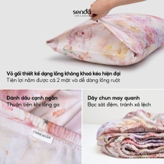 Bộ ga gối 3 món Tencel Cotton họa tiết - Liễu hoa